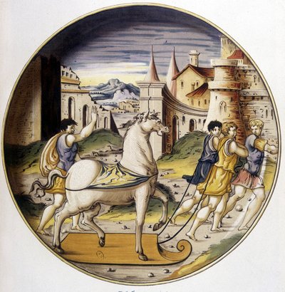 Den trojanska hästen - i "" samling italienska fajanser från XV, XVI och 1600-talen""" designad av Carle Delange och Borneman av Bornemann Bornemann