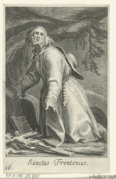 Helige Frontonius av Egypten som eremit Sanctus Frontonius (titel på objekt) Eremiter (serietitel) Sacra eremvs ascetarvm (serietitel) av Boëtius Adamsz. Bolswert