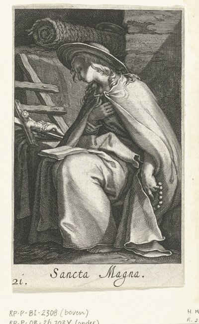 Saint Magna som eremitinna Sancta Magna (titel på objekt) Eremitinnor (serietitel) Sacra Eremus Ascetriarum (serietitel) av Boëtius Adamsz. Bolswert