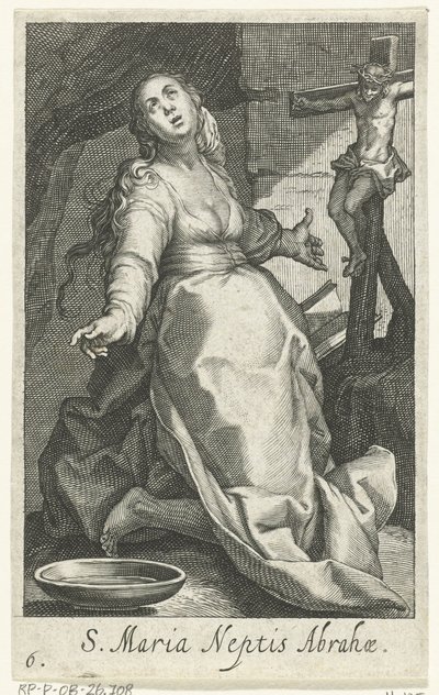 Heilige Maria als kluizenares Saint Mary brorson av Abraham (titel på objekt) Kluizenaressen (serietitel) The Sacred Desert of Ascetics (serietitel) av Boëtius Adamsz. Bolswert