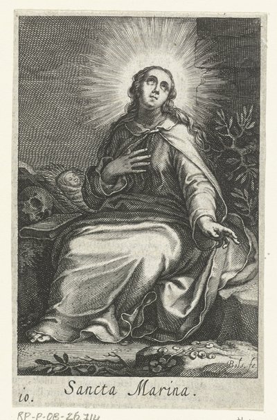 Saint Marina of Alexandria som eremitinna Sancta Marina (titel på objekt) Eremitinnor (serietitel) Sacra Eremus Ascetriarum (serietitel) av Boëtius Adamsz. Bolswert