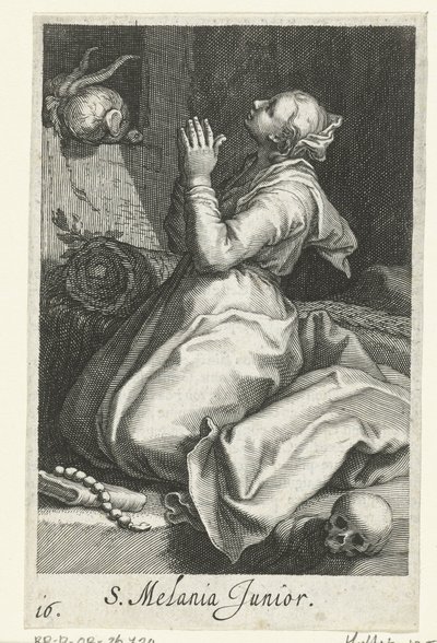 Sankta Melania den yngre som eremitinna S. Melania Junior (titel på objekt) Eremitinnor (serietitel) Sacra Eremus Ascetriarum (serietitel) av Boëtius Adamsz. Bolswert