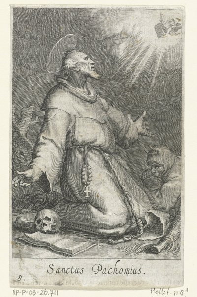 Sankt Pachomius den äldre som eremit Eremiter (serietitel) Sacra eremvs ascetarvm (serietitel) av Boëtius Adamsz. Bolswert