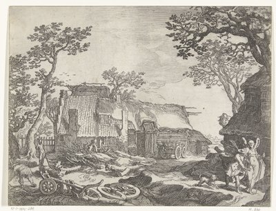 Landskap med Farm och Tobias och ängeln Countryside Faces (serietitel) av Boëtius Adamsz. Bolswert