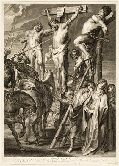 Korsfästelsen (Spjutslag) av Boëtius Adamsz. Bolswert