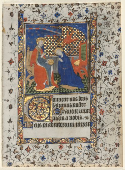 Bifolio från a Book of Hours: Coronation of the Virgin, ca. 1415. av Boucicaut Master