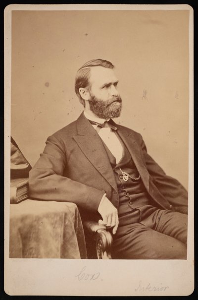 Porträtt av Jacob Dolson Cox 1828-1900, före 1900. av Brady