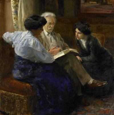 Alphons Marie Antoine Joseph Grandmont (1837-1909), konstnärens andra make, undervisar två italienska flickor av Bramine Hubrecht