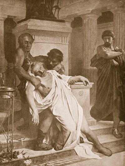 Demosthenes död, illustration från 