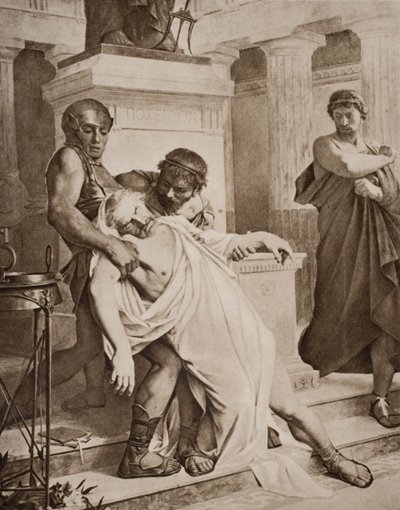 Demosthenes död, illustration från 