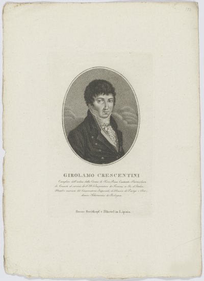 Porträtt av Girolamo Crescentini 1762-1846, efter 1800. av Breitkopf and Härtel