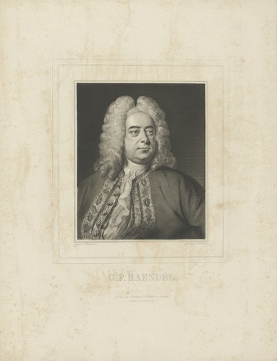 Porträtt av kompositören Georg Friedrich Haendel 1685-1759, ca. 1840. av Breitkopf and Härtel