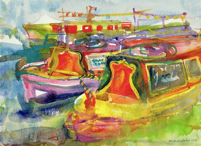 Canal Boats, 1989 (wc på papper) av Brenda Brin Booker
