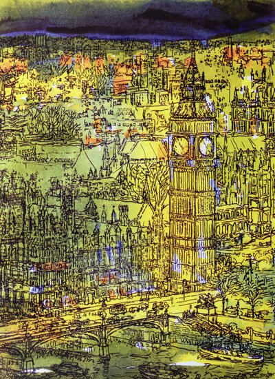 Westminster (wc och mixed media på papper) av Brenda Brin Booker