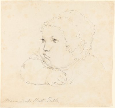 Huvud av ett barn i en mössa av British 18th Century after John Flaxman