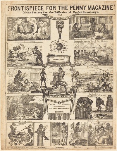 Frontispice för Penny Magazine of the Society for the Diffusion of Knowledge: Vo av British 19th Century