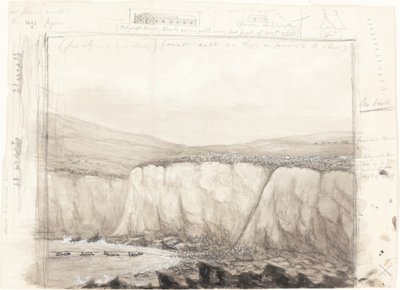 Skiss av båtar nära en klippa av British 19th Century