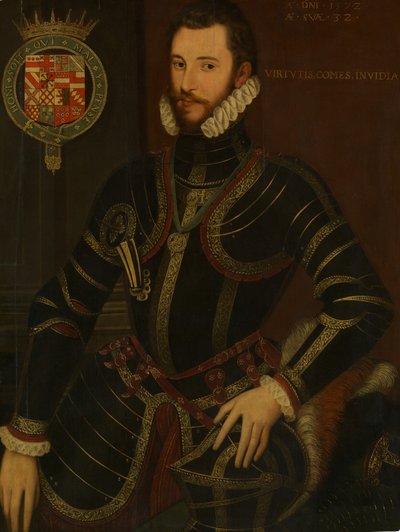 Porträtt av Walter Devereux 1539-1576, förste earl av Essex, daterat 1572. av British Painter.