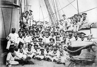 Företag ombord på HMS Eclipse, ca 1888 av British Photographer