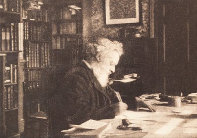 William Morris i sitt bibliotek på Kelmscott House, Hammersmith av British Photographer