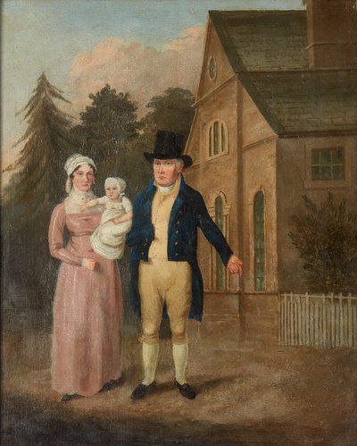 Ett gruppporträtt av Jasper Ryles och familj (olja på duk) av British School