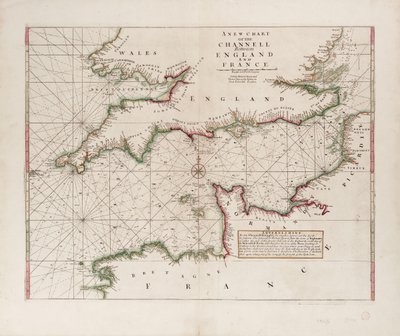 Ett sjökort över kanalen mellan England och Frankrike av British School