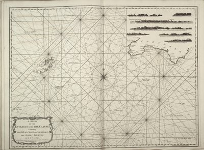 Ett sjökort över inloppet till Engelska kanalen med Cornwalls och Scillyöarnas västkust med alla sonderingar av British School