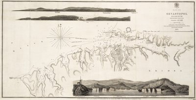 Svarta havet Sevastopols hamn från den ryska lantmäteriförrättningen 1836 av British School
