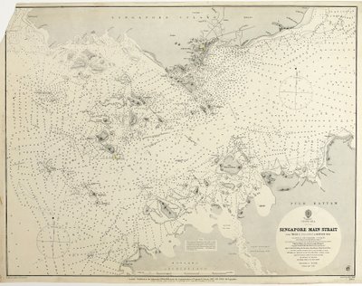 Kinesiska sjön Singapore Huvudsundet Från Tree I (pulo Angup) till Battam Bay Undersökt av Staff Commander J.W. Reed, R.N. och officerarna på H.M.S. Rifleman av British School
