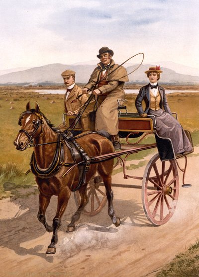 Irish Jaunting Car, ca 1895 (lito i färg) av British School