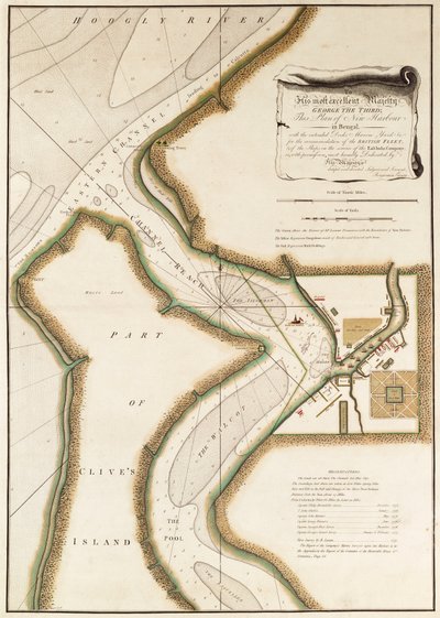 Karta över floden Hoogly, ca 1777 (gravyr) av British School
