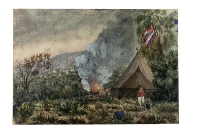 Vulkanen Mauna Kea, Hawaii, mars 1859 (akvarell på papper) av British School