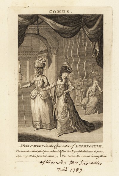 Miss Ann Catley i karaktären Euphrosyne i John Miltons Comus av British School