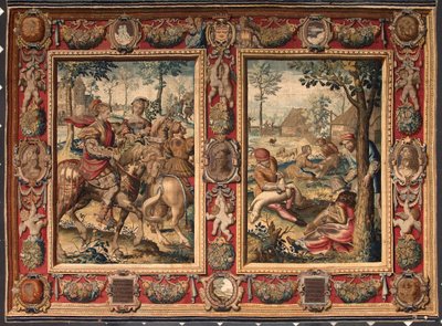 Maj och juni månad: "Jakt och klippning av får" Tapestry of the manufactures of Mortlake. 1600-talet Genes, Musei di Strada Nuova av British School