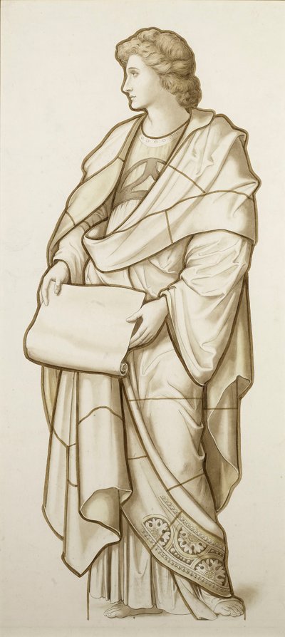 Muse of Literature - Tecknad film för målat glas, ca 1890 (akvarell på papper) av British School