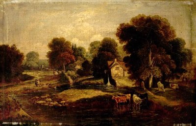 Old Mill, Norwich, Norfolk (olja på duk) av British School