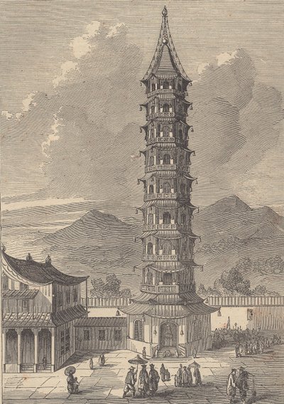 Porslinstorn i Nanjing (gravyr) av British School