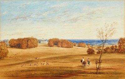 Prospect of Horsley Towers, Surrey (penna och bläck och akvarell) av British School