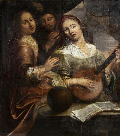 Tre musiker, ca 1700 (olja på duk) av British School