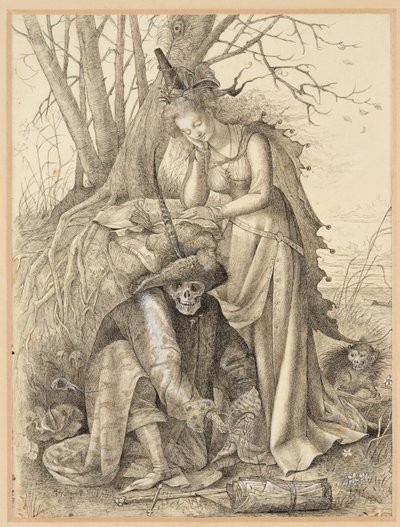 Vanitas Allegory: Döden och en ung kvinna av British School