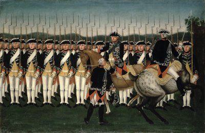 Friedrich II (1712-86) med Hessens garderegemente av Brock