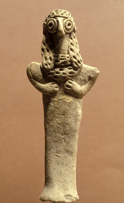 Statyett av Asherah, kanaané, 999-600 f.Kr. (lera) av Bronze Age