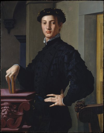 Italienska: Porträtt av en ung man med en bok Porträtt av en ung man med en bok av Bronzino