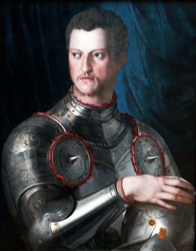 Porträtt av Cosimo I dei Medici i rustning. av Bronzino