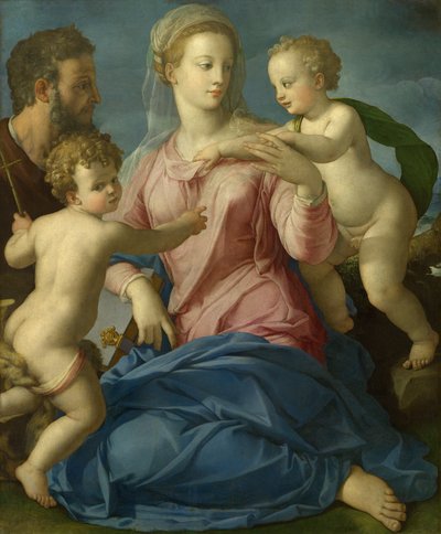 Den heliga familjen med spädbarnet Johannes döparen (Madonna Stroganoff) av Bronzino