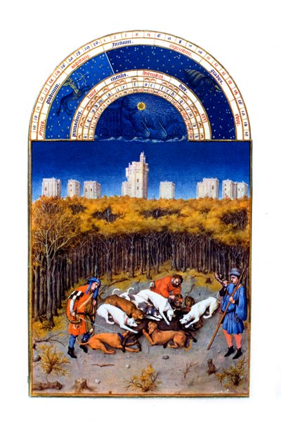 Representation av december månad från "Les Tres Riches Heures du Duc de Berry av Brothers Limbourg