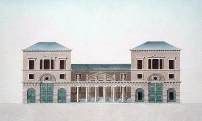 Mattfabrik i Tournai, från "Val av de mest framstående monumenten, byggnaderna och husen i kungariket Nederländerna" av Pierre Jacques Goetghebuer, graverad av författaren, publicerad 1827 (akvatint) av Bruno (after) Renard