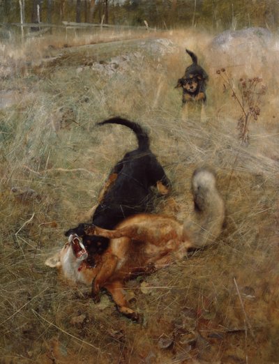 Hundar och räv av Bruno Andreas Liljefors