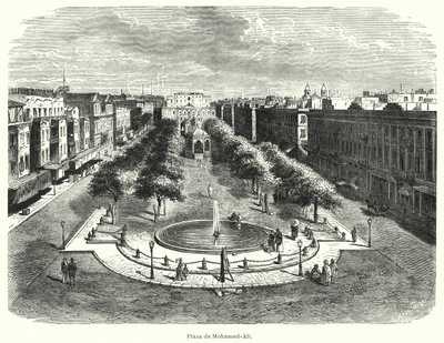 Mohammed Ali Square, Alexandria, Egypten (litho) av Bruno Heinrich Strassberger