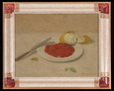 Stilleben (olja på kartong) av Bruno Semprebon